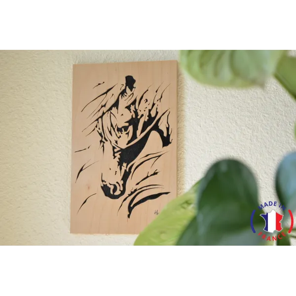 tableau en bois chantournés - tête de cheval