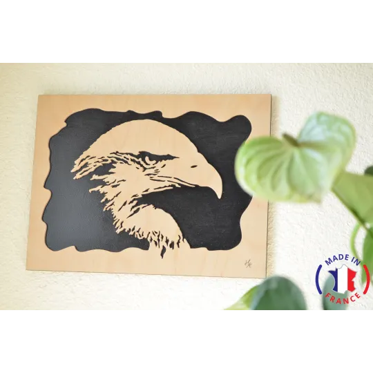 wooden painting chantournés - eagle's head painting