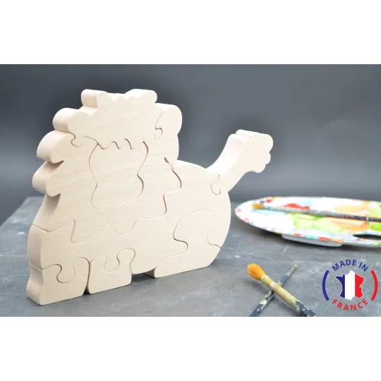 Lion puzzle to paint in wood Beech Wood - Au Bois Enchanté