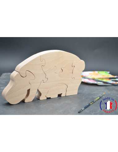 Hippopotamus puzzle to be painted in wood
