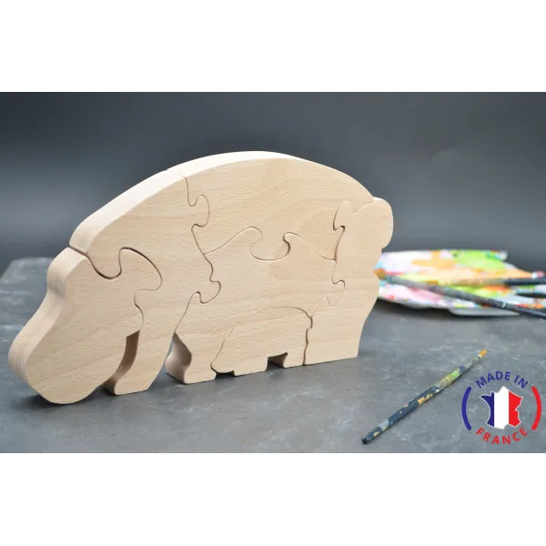 puzzle en bois - puzzle hippopotame