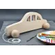 Race car made of raw wood to pull