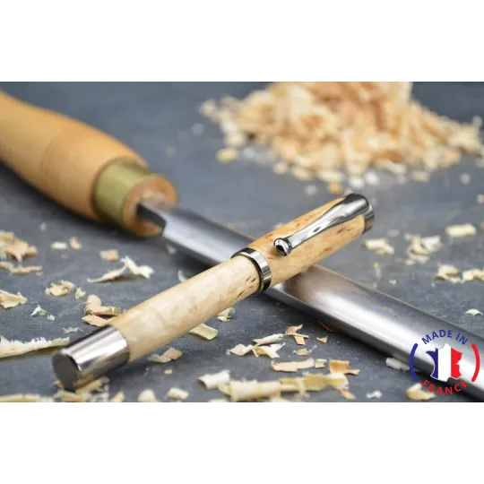 Stylo plume en bouleau madré