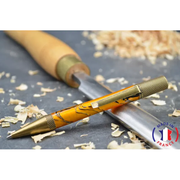Resin ballpoint pen.