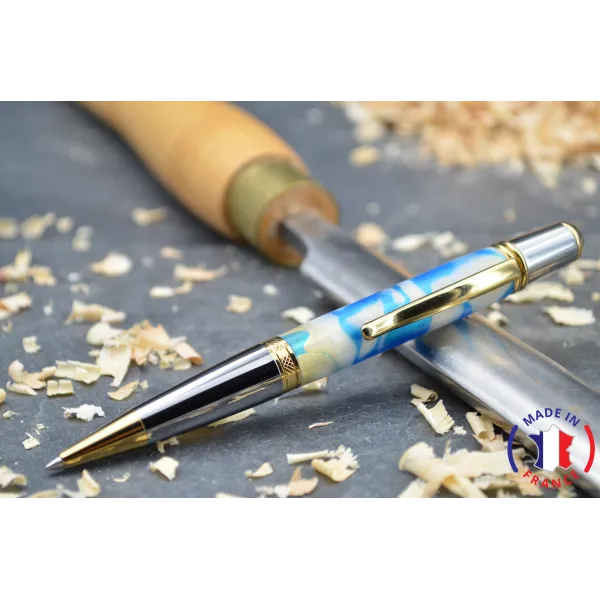 Resin ballpoint pen.