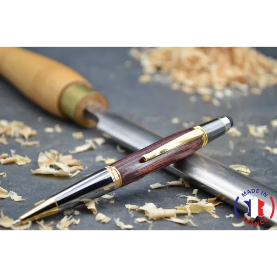 Violet wooden ballpoint pen.