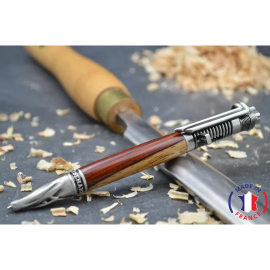 Ballpoint pen made of Cocobolo wood and sapwood