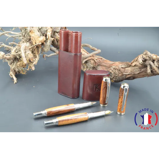Parure de stylos en bois serpent de Guyane