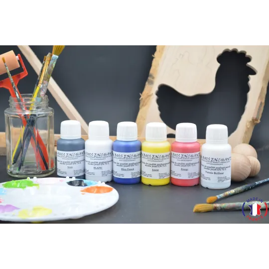 Kit tint toy standard, (Black RAL 9055, Blue RAL 5002, Red, RAL 3020, Yellow, RAL 1012, White RAL 9010, Gloss varnish.)