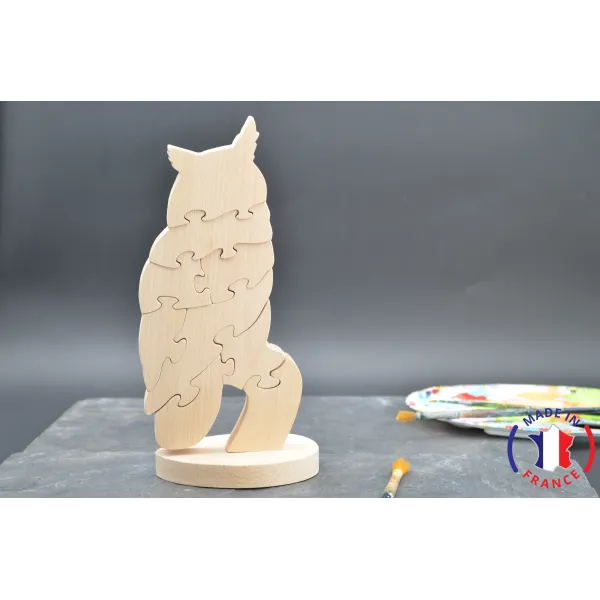 Wooden puzzle owl to paint