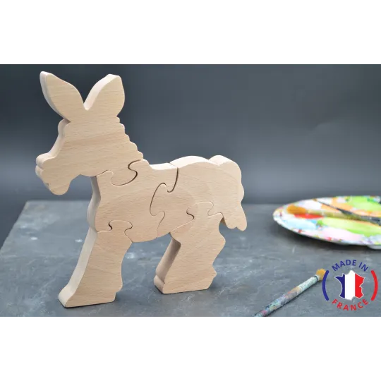 Raw wood donkey puzzle to paint