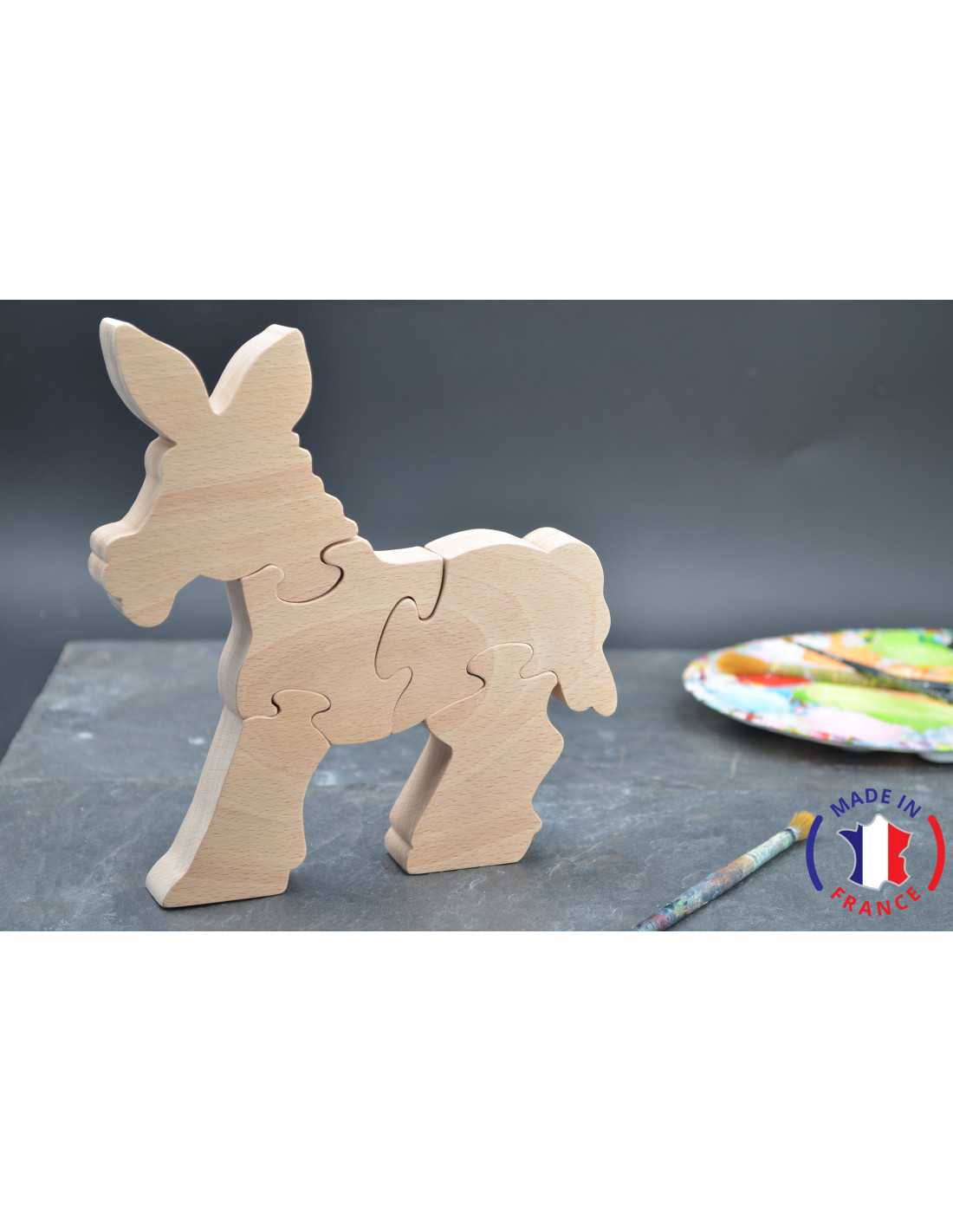 elephant puzzle 5 pieces bois de hetre massif, fait main, animaux sauvage