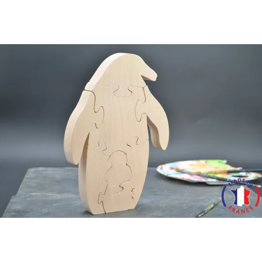 Penguin puzzle to paint in wood