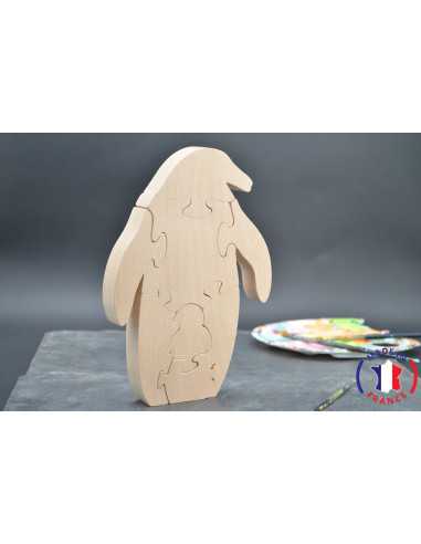Penguin puzzle to paint in wood