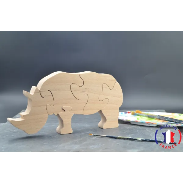 Puzzle en bois rhinocéros à peindre-Au bois enchanté