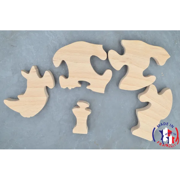 Puzzle en bois rhinocéros à peindre-Au bois enchanté