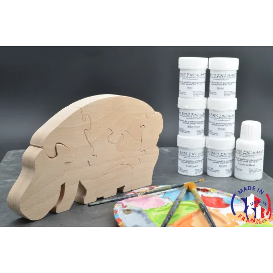 Pack Kit peintures + Puzzle hippopotame