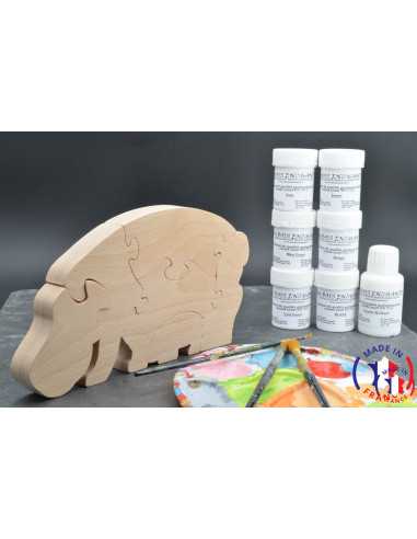 Hippo wood puzzle - paintings