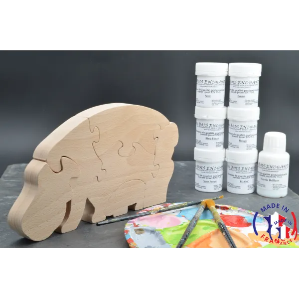 Pack Kit peintures + Puzzle hippopotame