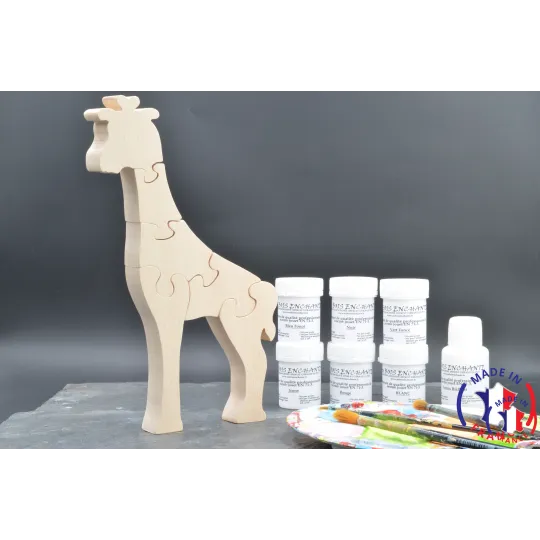 Giraffe Wood Puzzle - Paintings Beech Wood - Au Bois Enchanté