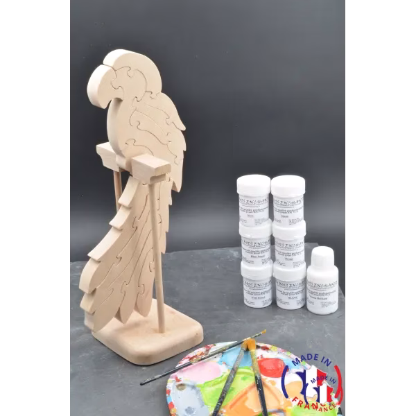 Puzzle bois perroquet + peintures Bois Hêtre - Au Bois Enchanté
