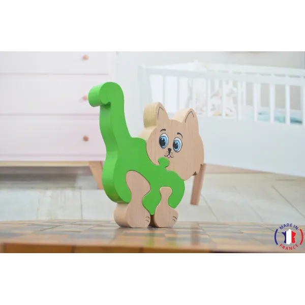 puzzle en bois - puzzle chat