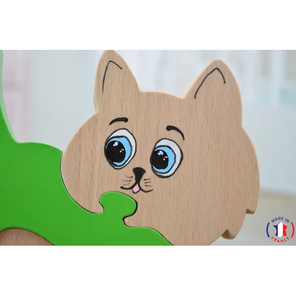 puzzle en bois - puzzle chat