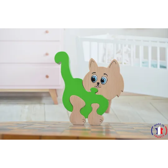 puzzle en bois - puzzle chat