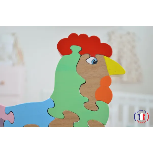 puzzle en bois - puzzle poule
