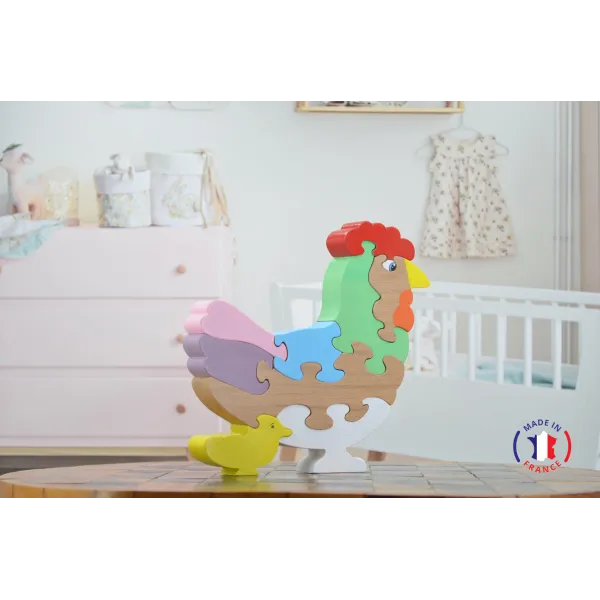 puzzle en bois - puzzle poule