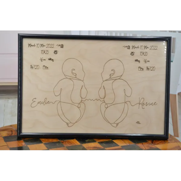 Tableau de naissance fond bois-Au bois enchanté