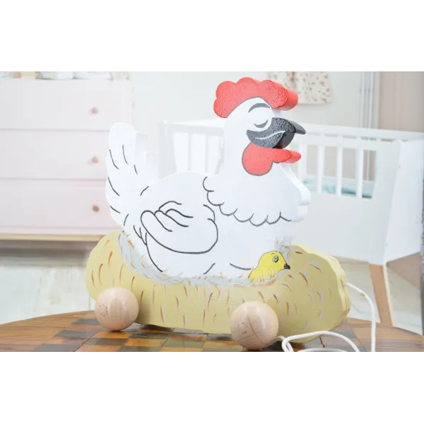 Poule en bois à tirer français.