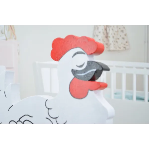 French Pull-Along Wooden Hen