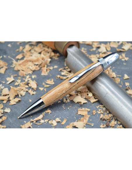 Ballpoint pen made of spalled beech wood.