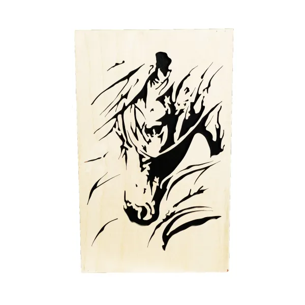 chanted wooden painting - horse head