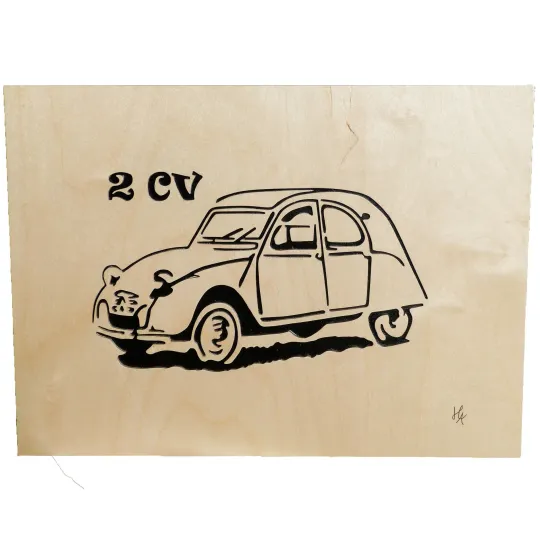 chanted wooden painting - Table 2CV