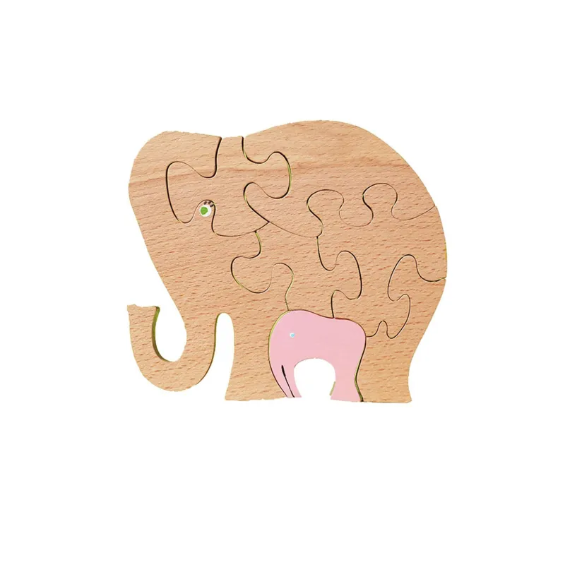 Puzzle en bois de 12 pièces - Puzzles - Animal-Eléphant