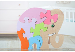 Puzzle Éléphant en hêtre massif — 7 pièces, dès 3 ans