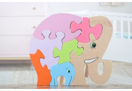 Puzzle Éléphant en hêtre massif — 7 pièces, dès 3 ans