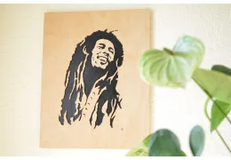 Bob Marley scroll portrait painting in birch plywood