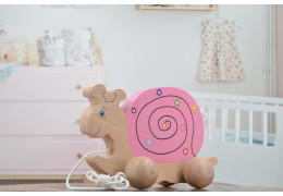 L'escargot en bois à tirer — jouet artisanal pour enfants